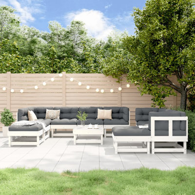  Ensemble de salon de jardin modulaire en bois de pin massif blanc
