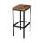 Set of 2 Square Wooden Top Bar Stools with Footrest