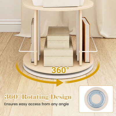 Space-Saving Rotating Bookshelf with Safety Guard Rails
