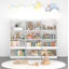 Bibliothèque pour enfants, bibliothèque à 4 niveaux, organisateur de livres, armoire de rangement pour jouets, blanc