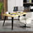 Modern Home Office Desk and Swivel Chair Set – 63" Desk Top with Wave Edge & Adjustable Fabric Upholstered Chair-111818842
