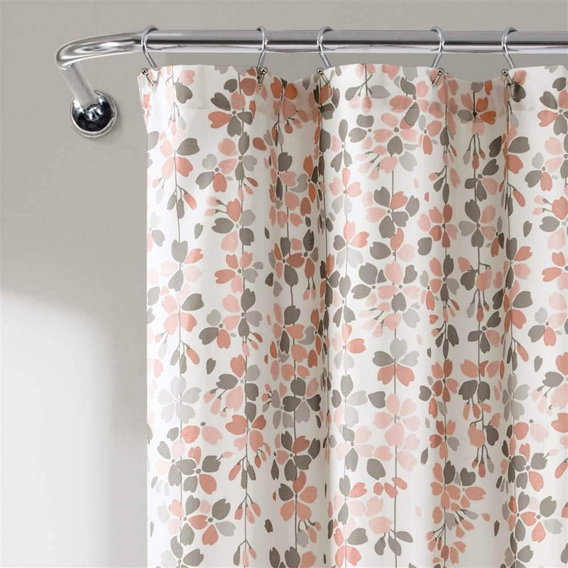 Rideau de douche Weeping Flower - Élégant motif floral rose et gris, tissu en microfibre doux, facile à installer et à nettoyer, 72 po x 72 po
