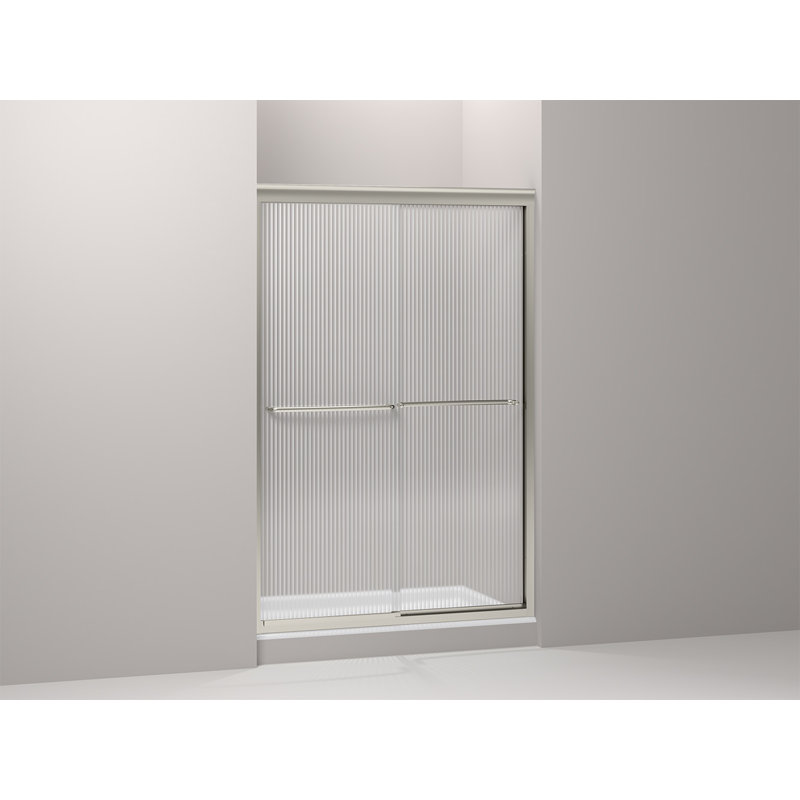 Fluence Frameless Bypass Sliding Shower Door, Matte Nickel, 70.31" x 47.63", Clear