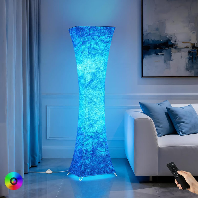 47" RGB Dimmable Corner Oliveira With Remote Control, Standing Lamp For Home & Game Room, Bulbs Included