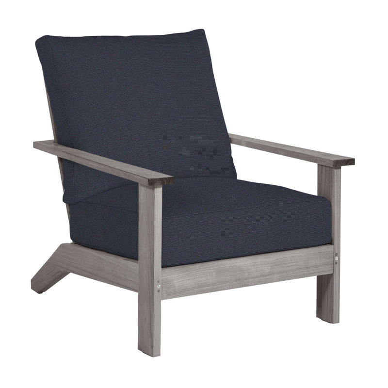 Ashland Patio Lounge Chair with Cushions, No Welt, Oyster Teak, Linen Navy