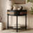  Rattan Half Moon Small Entry Table, Console Desk With Storage For Narrow Spaces, Modern Home Decor, Cane Console Table, Solid Wood Entryway Desk With Two Doors And Brass Knobs (black Oak)