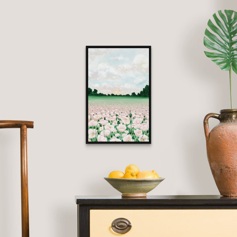 Coquelicots roses-reproduction d’art sur toile, H 20 po x l 14 po x P 1,75 po, Cadre noir