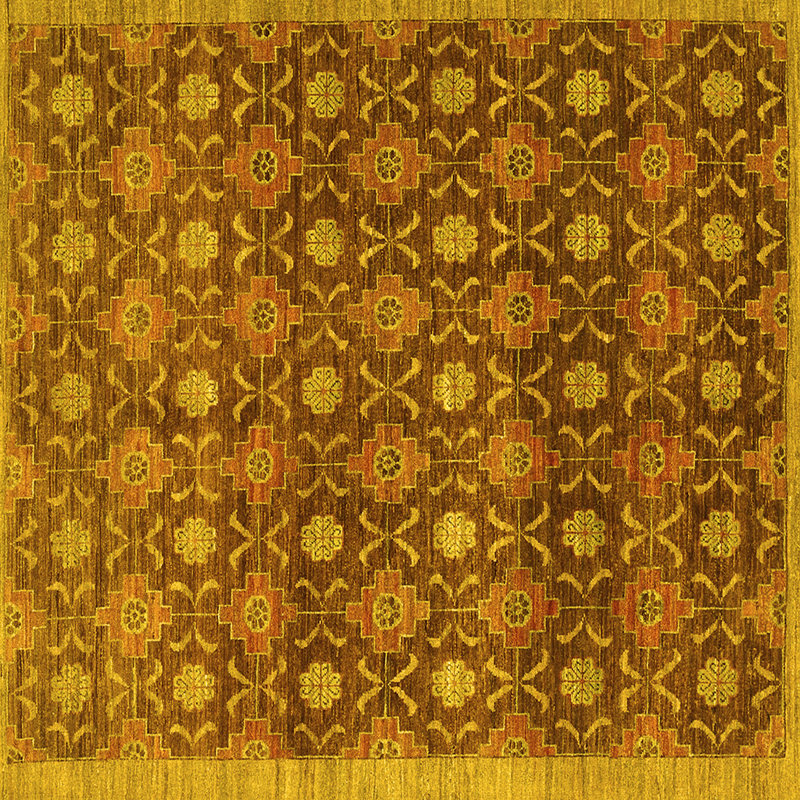 Tapis contemporains jaunes lavables à la machine 314, Carré 4 pi