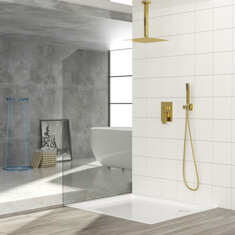 Pomme de douche double en acier inoxydable doré, expérience de salle de bain moderne et luxueuse