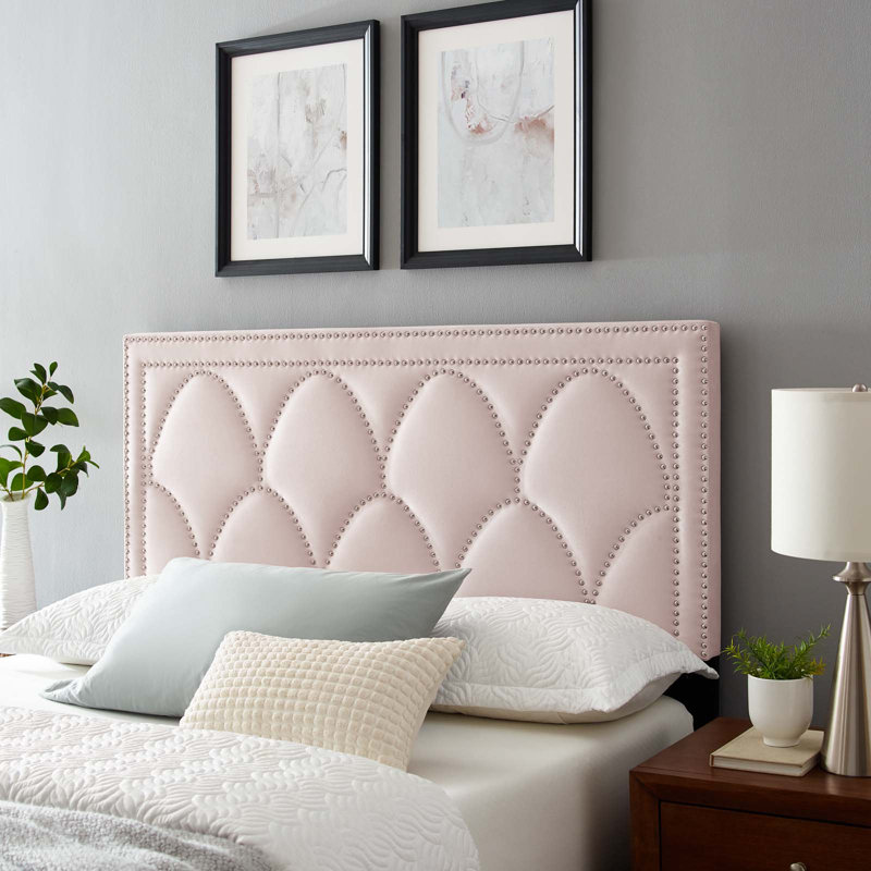 Modway Greta Performance Velvet Headboard, King, Pink