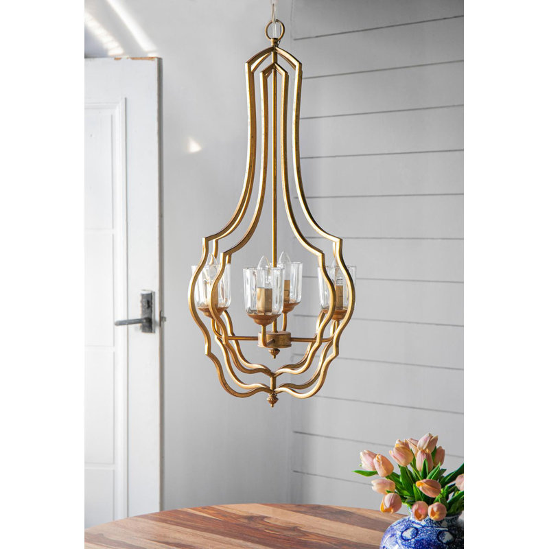 Open Frame Design 4 Light Metal Chandelier With Adjustable Chain