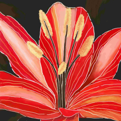 Macro peinte fleur rouge 2