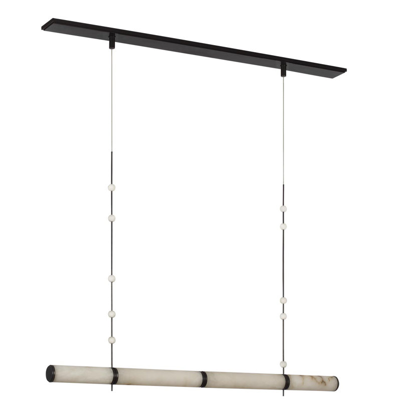 Anne-Marie Barton Marcell 56" Linear Chandelier with Alabaster, Bronze