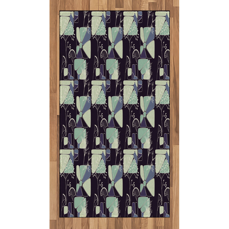 Tapis décoratif floral à haute densité en fibres de polyester, Rectangle 2 pi 7 po x 5 pi