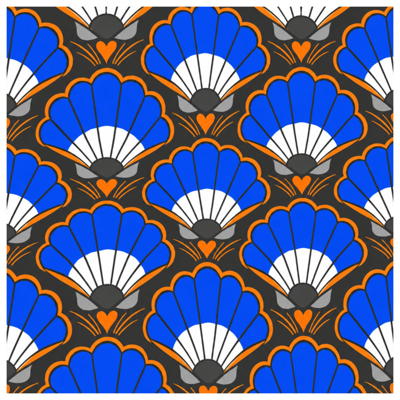 Tapis de bain bleu orange, 34in W x 21in L