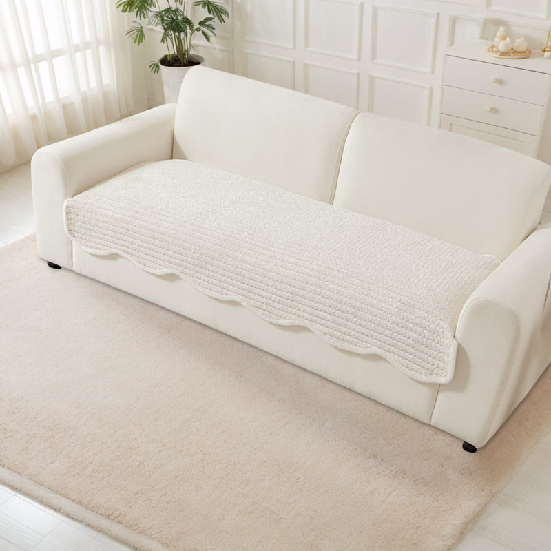 Special-Shaped Slipcover With Elegant Faux Fur Edging – Washable, Non-Slip Sofa And Furniture Cover For Pets