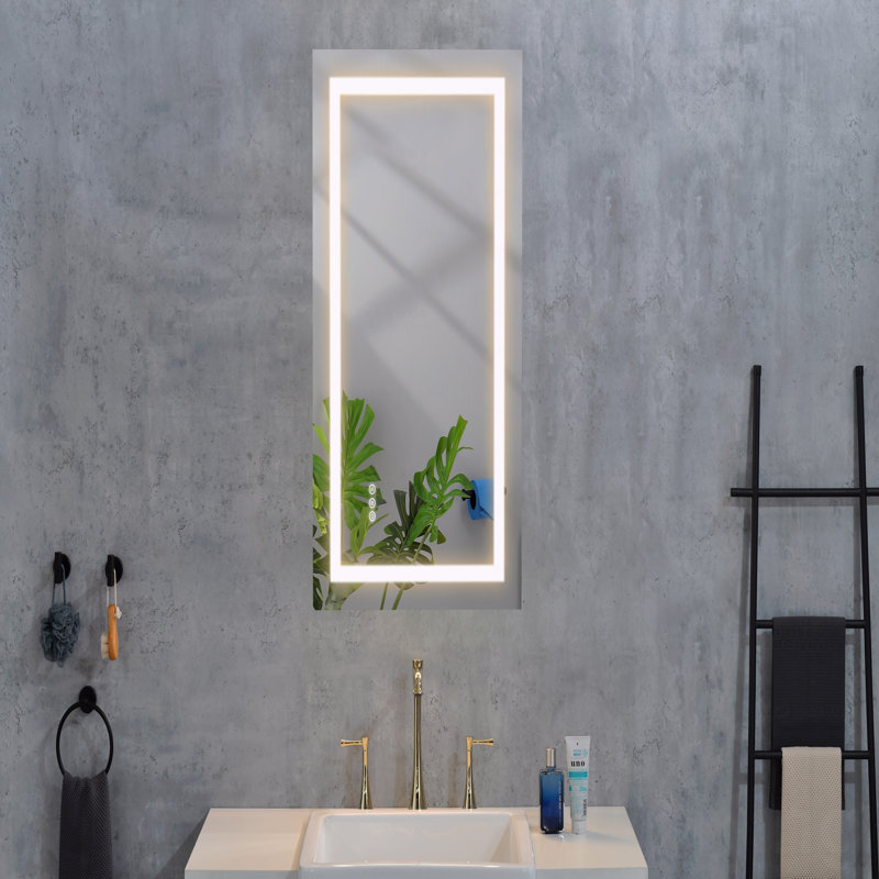Miroir d'appoint de salle de bain 40 po x 28 po à DEL avec façade et rétro-éclairage, miroir de meuble-lavabo mural