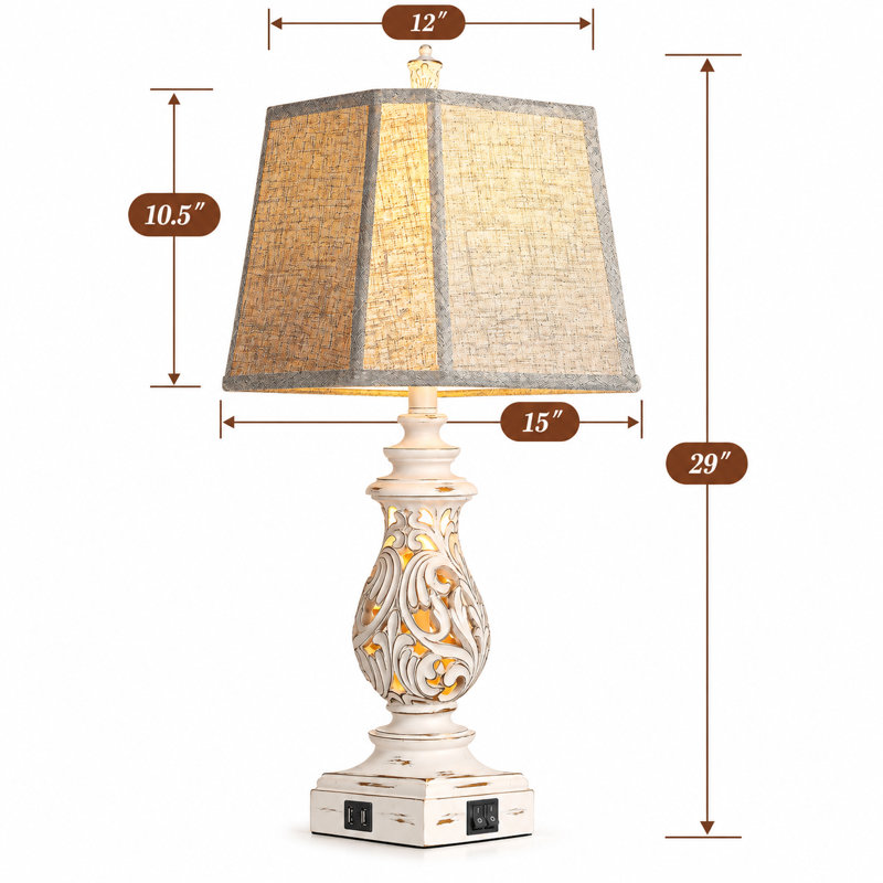Ensemble de 2 lampes de table 29 po, 2 lampes de chevet avec ports USB A + C et veilleuse