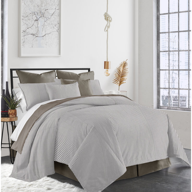 Ensemble d'édredon Gesto, Édredon double + 2 taies décoratives + 2 coussin, Gris