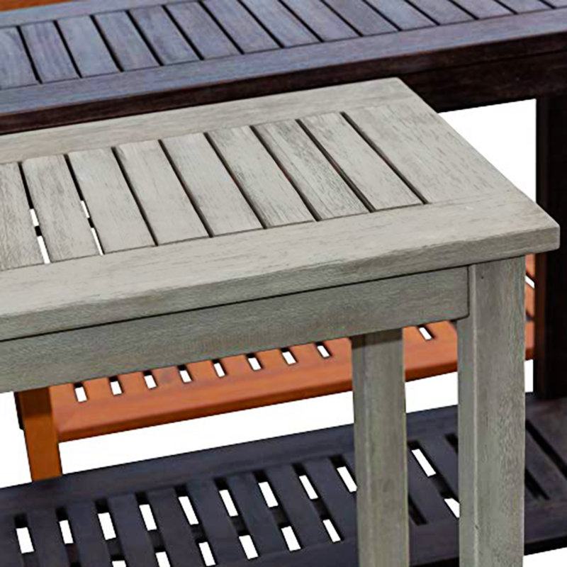 Console Eucalyptus, table de vestibule, table Hoyer avec deux tablettes, Gris