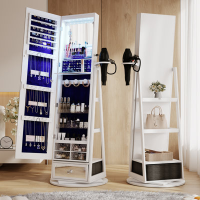 Armoire à bijoux rotative 22 po avec miroir