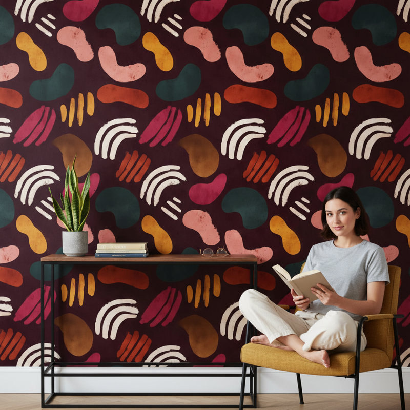 Papier peint éclectique abstrait mural amovible