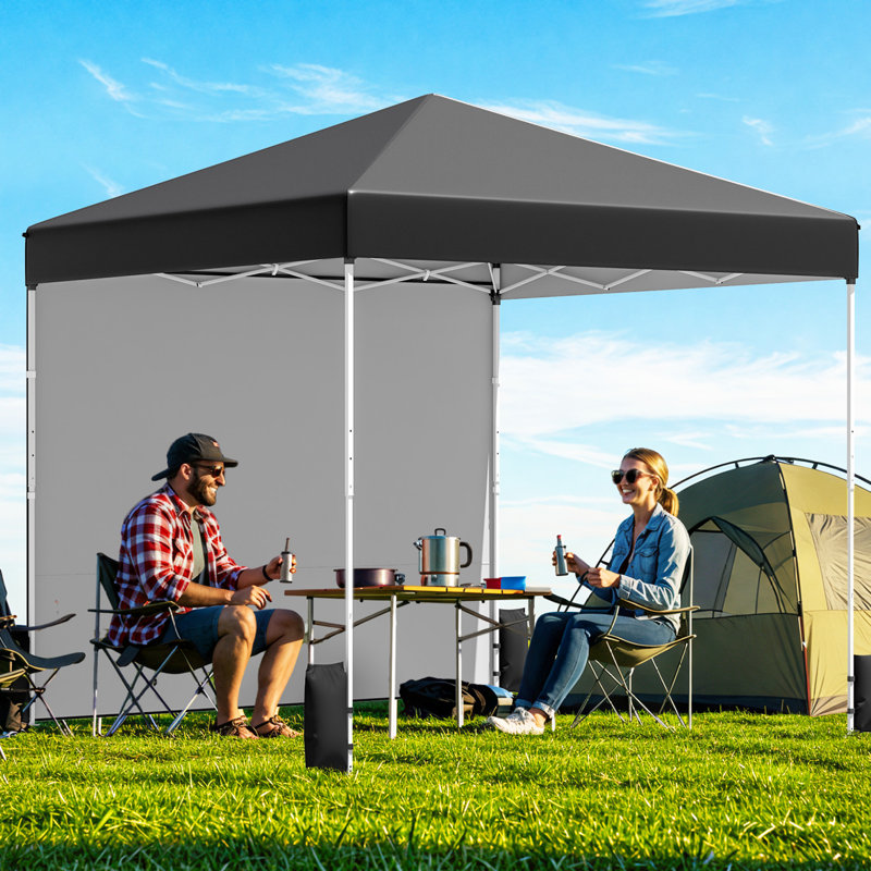 10' X 10' Pop Up Canopy Tent With 1 Sidewall, Easy Outdoor Sun Shade, Portable Shelter Gazebo For Events, Parties And Camping (black)