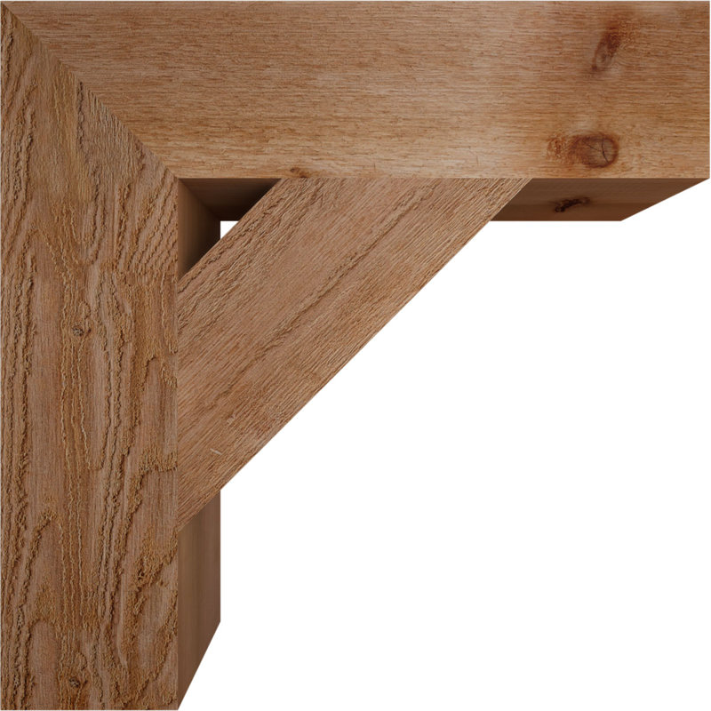 Traditional Block Bracket, Western Red Cedar (Rough Sawn), 24" H x 6" W x 24" D