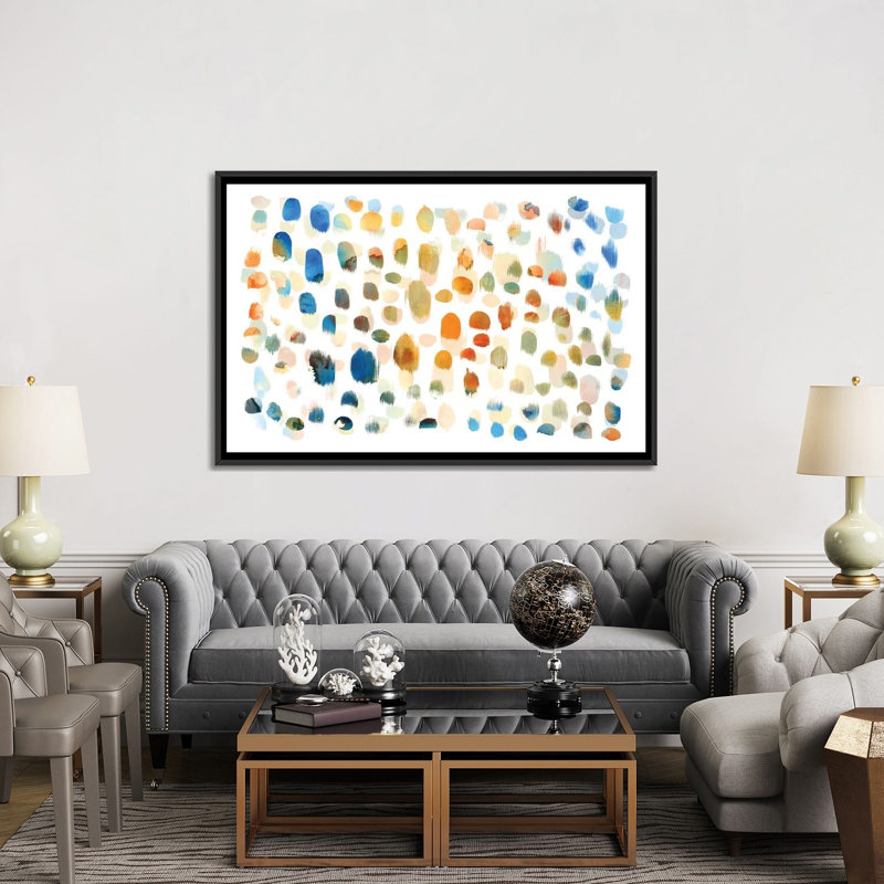 « color dabs », reproduction sur toile, H 18 po x l 26 po x P 1,5 po, Toile avec cadre noir, Pas de tapis