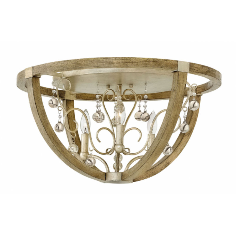 Elegant Silver Leaf Globe Flush Mount with Weathered Ash Accents