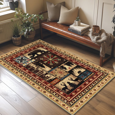 Tapis brun antidérapant Southwestern