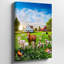 Toile «Vibrant Idyllic Farm Scene Teeming With Life» avec art mural Variété d'animaux de ferme dans un pré luxuriant parsemé d'art sur toile-986360446