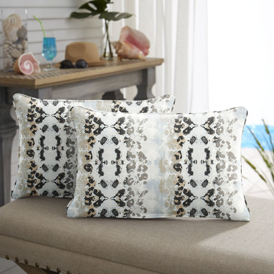Mali Mineral Blue Outdoor/Indoor Corded Lumbar Pillow Set Of Two