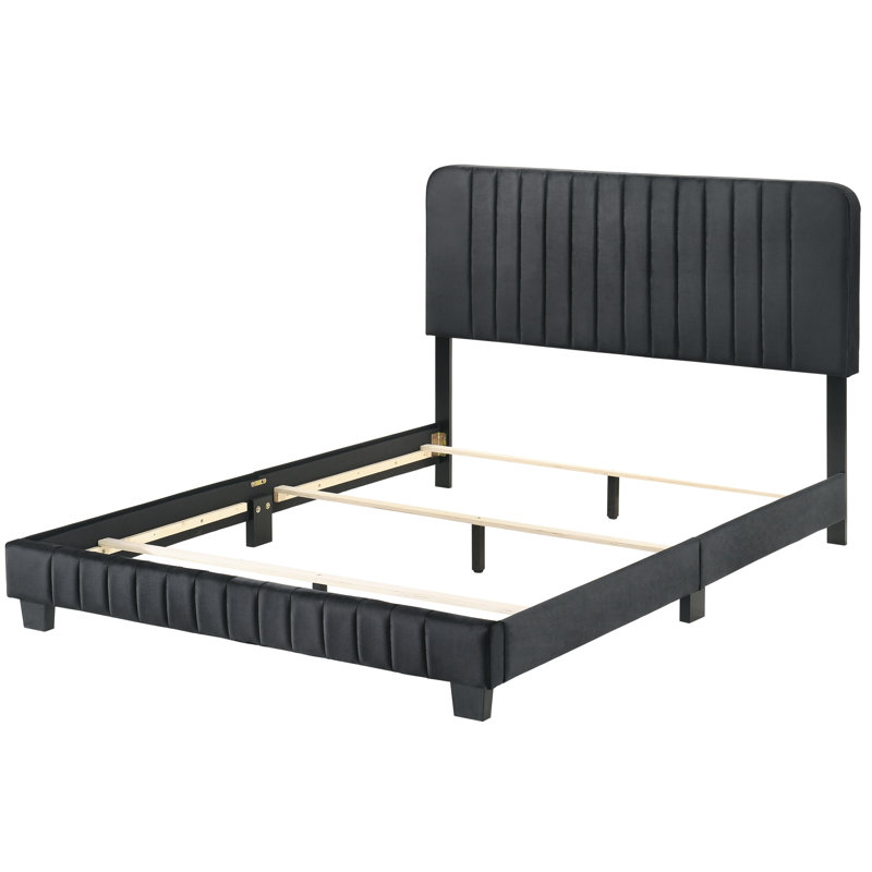 Anjelah Upholstered Standard Bed, Black, Queen