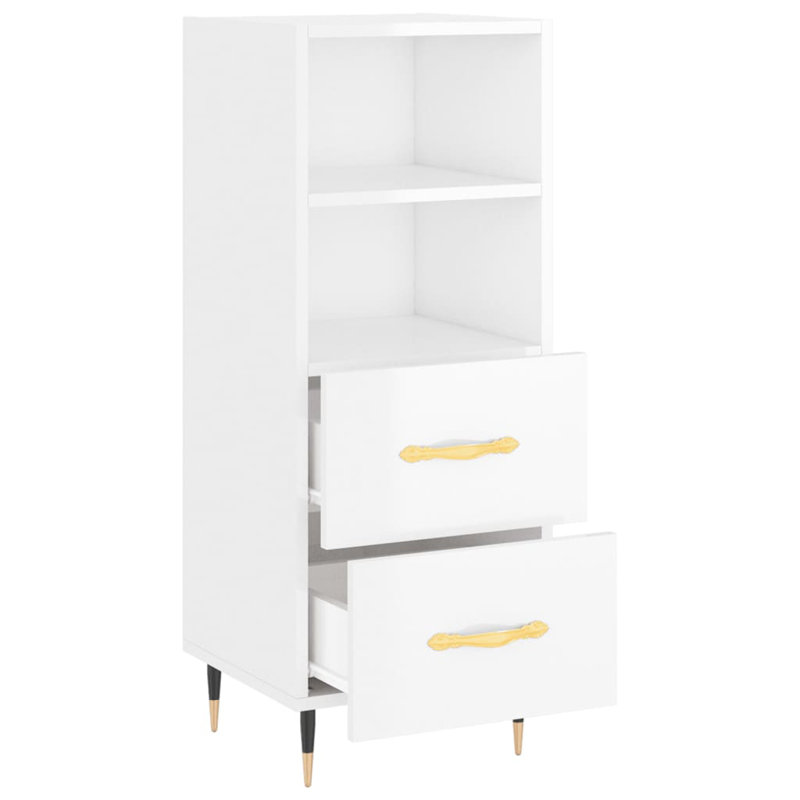 Aarush Metal 1 - Door Rectangle Accent Cabinet, High Gloss White