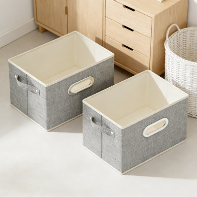 Bacs de rangement en tissu avec poignées en métal, paniers de rangement pliables et boîtes à cubes pour étagères, placard et rangement de salon