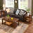 110"Retro brown coffee table made of solid wood