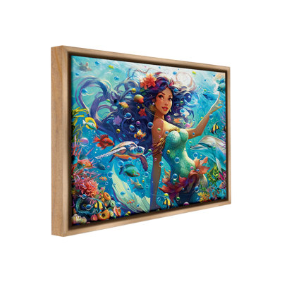 " Mermaid & Marine Animals Floater Frame " by Michael David Ward