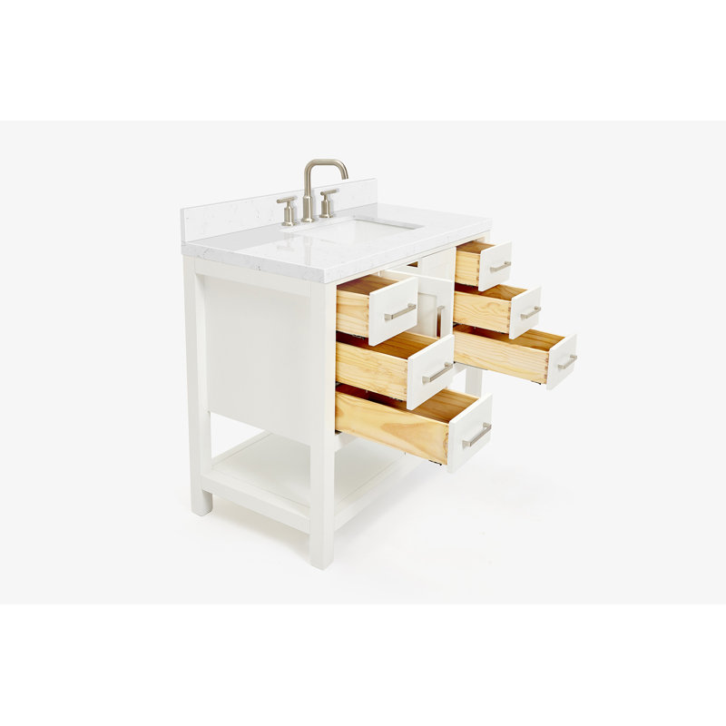 ARIEL Magnolia 42 Single Bathroom Vanity with Top, White, Rectangular
