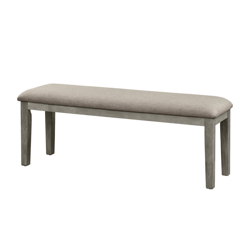Gray Fabric Seat Bench With Wooden Construction For Dining Room Use Cover And Frame In Nuance, Gray