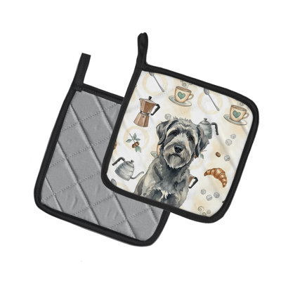 Paire de porte-cafetières gris Bouvier des Flandres