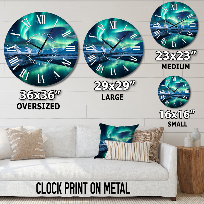 Horloge murale Islande Borealis Winters Aurora II, Grand