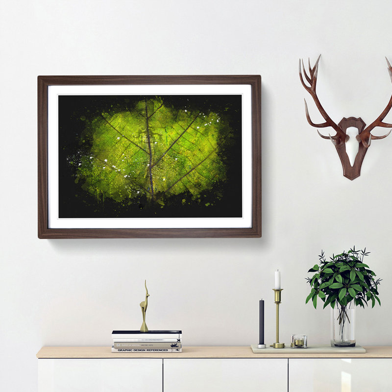 Lines Of The Leaf Paint Splash - Picture Frame Graphic Art, 45cm H x 63cm W x 2cm D, Walnut Framed