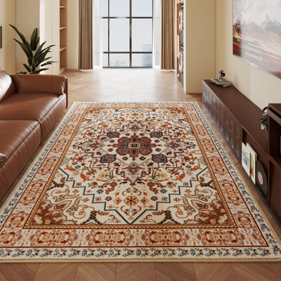 Tapis oriental rétro à poils courts antidérapant
