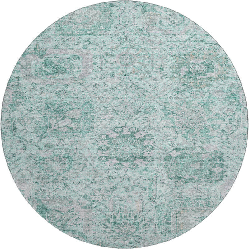 Premium Machine Washable Wayne AMF1102 Damask Rug, Round 8'