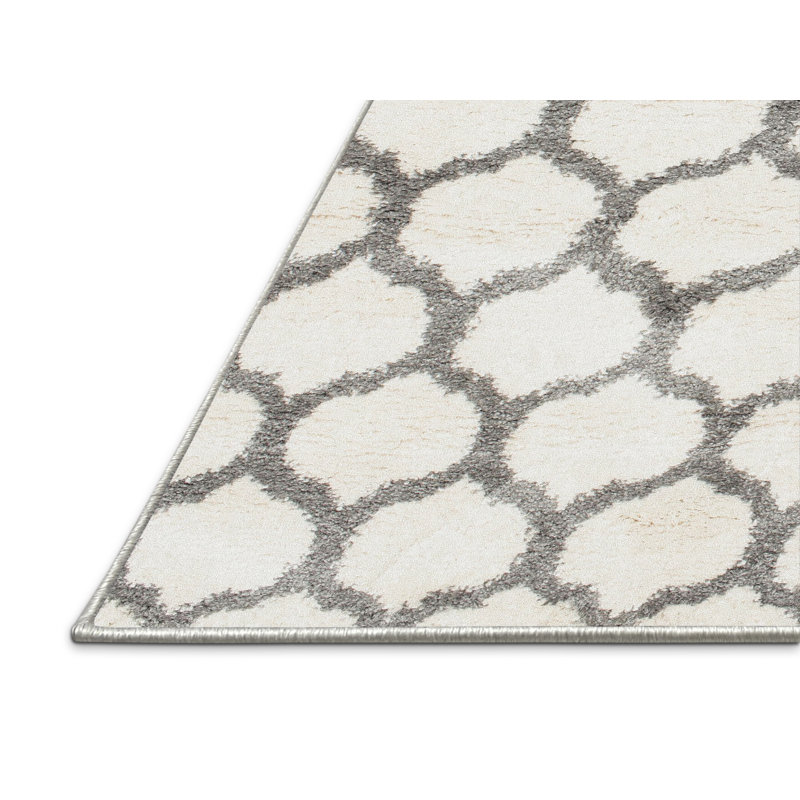 Tapis contemporain coquillage / gris, Rectangle 5 pi x 7 pi