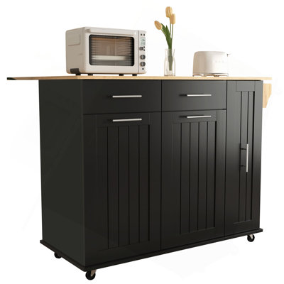 Îlot de cuisine avec abattant, chariot de rangement de cuisine avec organisateur à 3 niveaux, support de rangement interne, chariot de cuisine sur roulettes avec porte-serviettes, 2 tiroirs, pour la cuisine