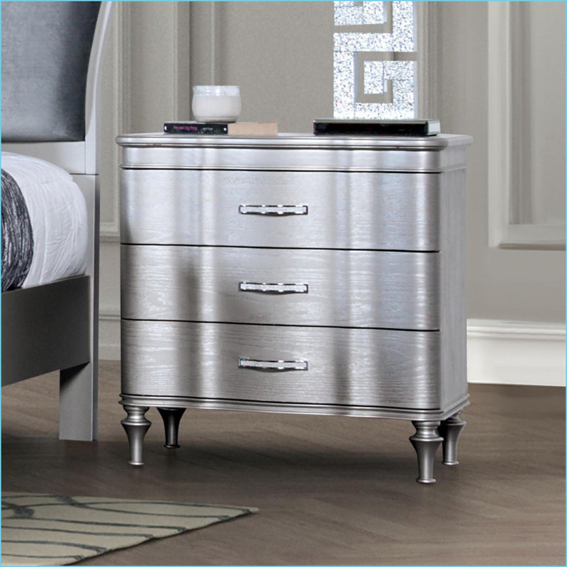 Table de chevet 3 tiroirs Silver Glam