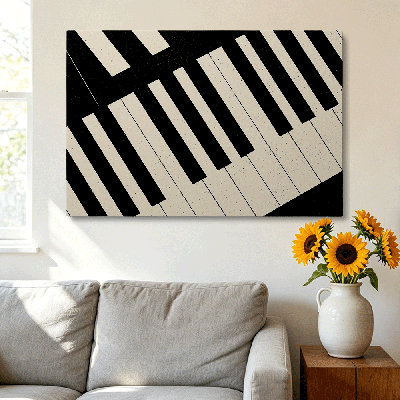  Black White Piano Keys Modern Minimalist Canvas Wall Art Gallery Wrapped for Music Room 40*28 inch(100*70*2cm)