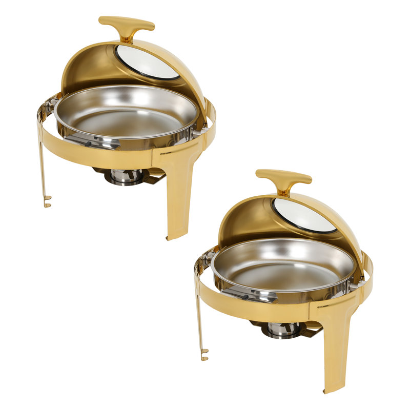 Ensemble de 2 chauffe-plat modernes en acier inoxydable